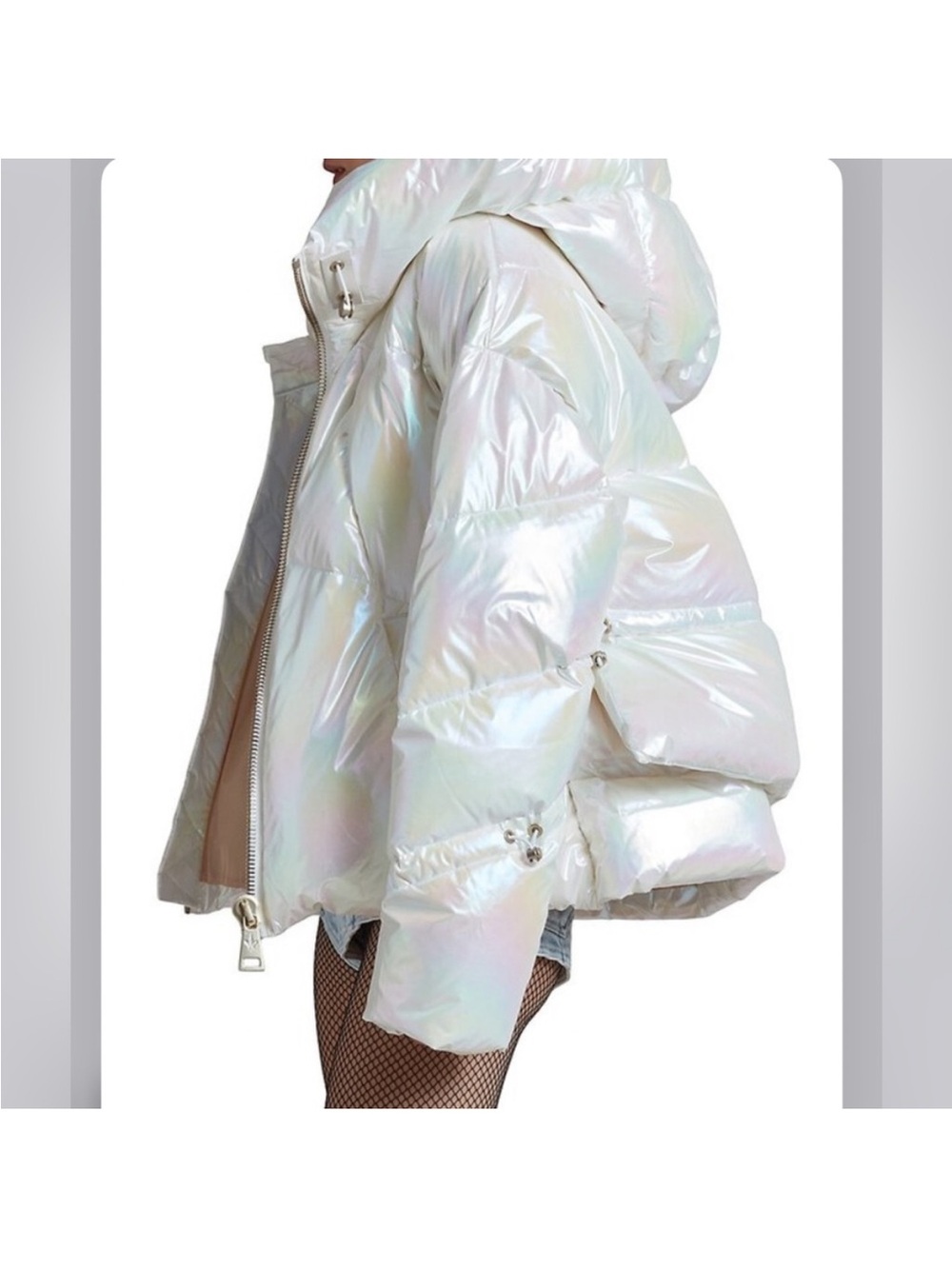 Nicole Benisti Matignon Iridescent Down Puffer with Hood